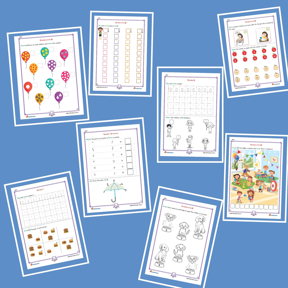 30-Day Maths Skill Quest  Activity Worksheet Set Level 1