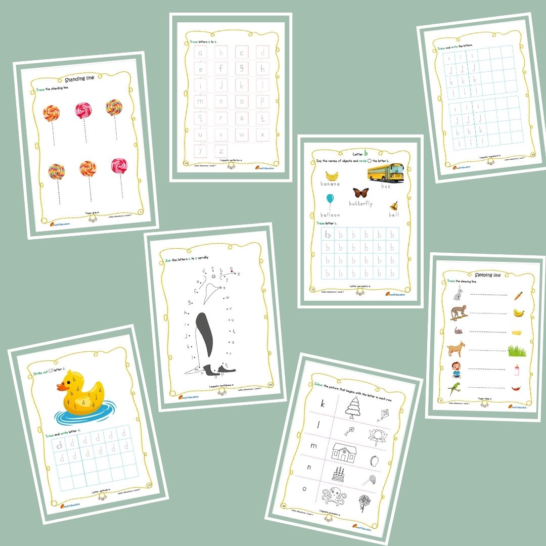 30-Day Letter Adventure  Activity Worksheet Set Level 1